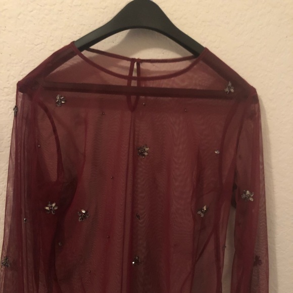Sheer red full sleeve top! - Picture 2 of 2